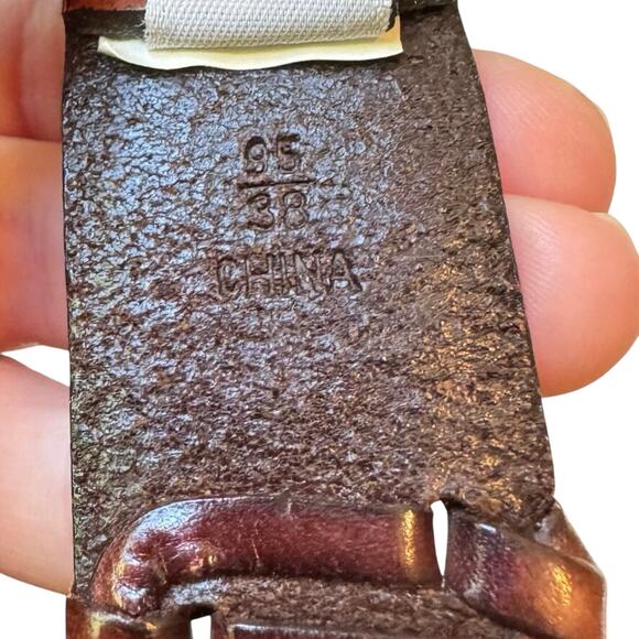 Vintage Fossil Men’s Woven Brown Leather Belt Size 38 Silver Buckle Y2K 90s - Picture 2 of 9
